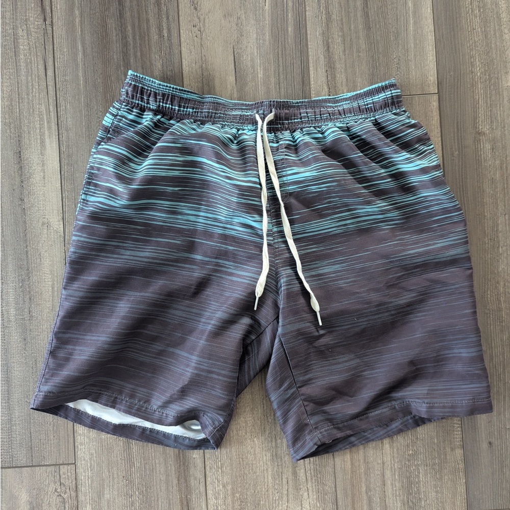 Striped Gray and Blue Drawstring Shorts